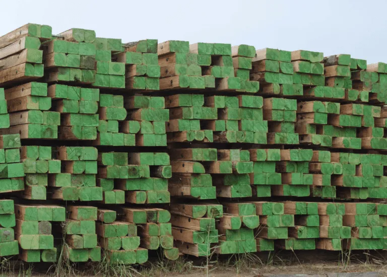 Timber mat defects showing bark, wane, and voids that reduce usable wood cross-section