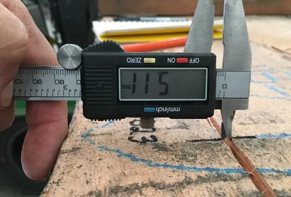 Does Freezing Affect Eucalyptus Timber Mats? Caliper measurement