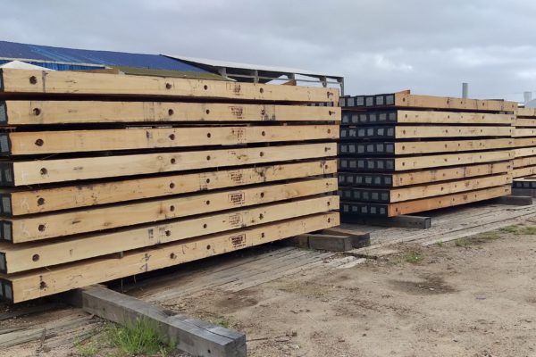 Stacked Eucalyptus Timber Mats