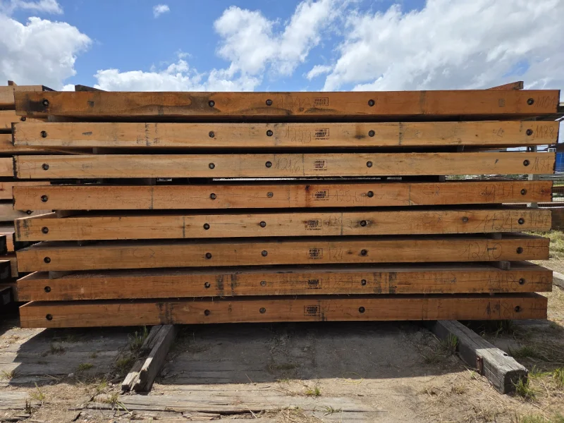 Carbon Neutral World Forest Group Eucalyptus timber mats in a yard, showing standardized timbers and consistent quality.